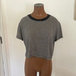 Alternative Apparel Cropped Black and White Striped Women's Top